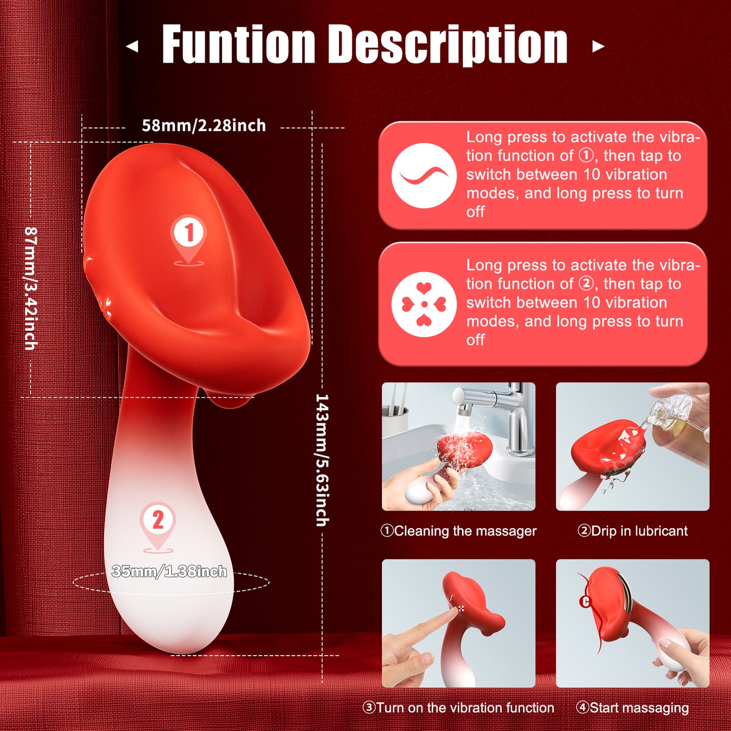 Mushroom Double End Magic Vibrator – Double Pleasure for an Unparalleled Experience