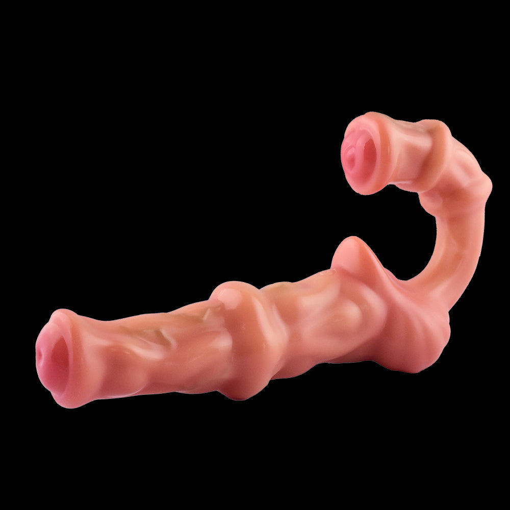 Double Dildo Vibrator with Harness – Resonance Erotic Toy for Lesbian Couples