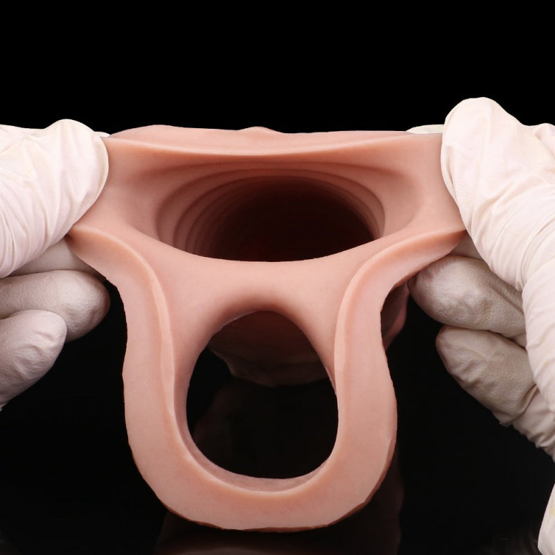 Funda para pene con textura circular – Extensor de silicona de 5.5 pulgadas para hombres