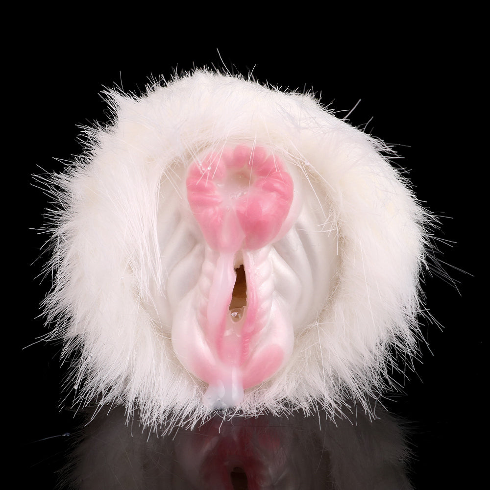 White Furry Pocket Pussy Sex Doll - Realistic Horse Vaginal Masturbator for Men