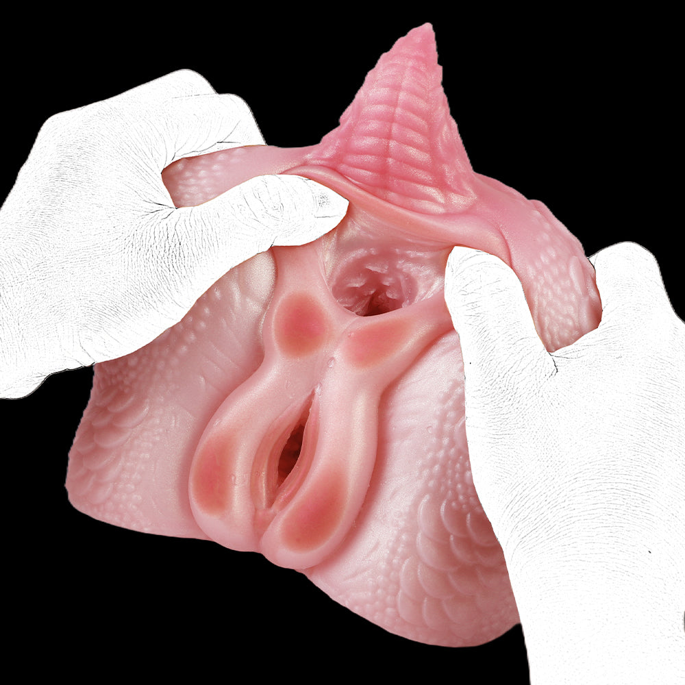 Realistic Sex Doll Torso with Pink Dragon Buttocks - Silicone Fantasy Male Masturbator with Penis Massage