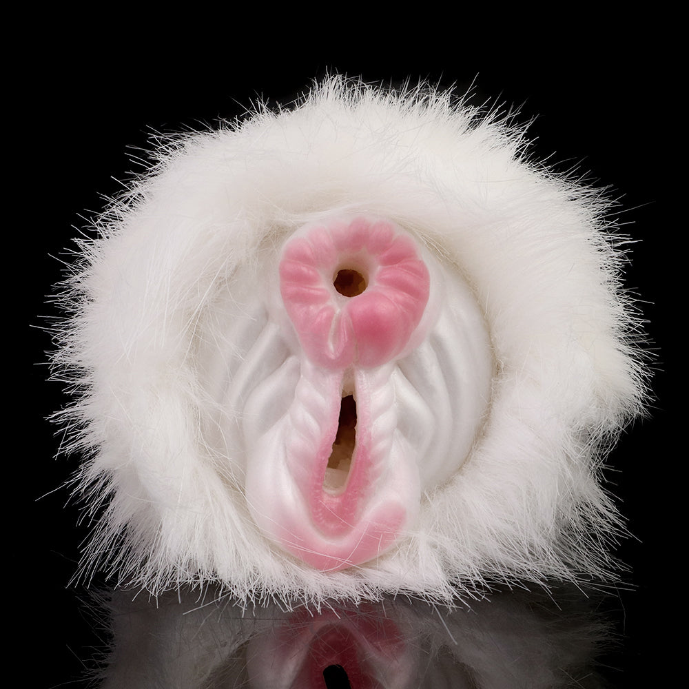 White Furry Pocket Pussy Sex Doll - Realistic Horse Vaginal Masturbator for Men