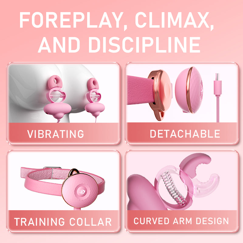 Pink Nipple Clamps BDSM Necklace Vibrator – Sensuality and Domination in One Accessory