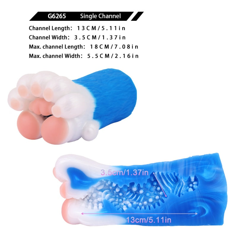 Muñeca Sexual Fantasía Azul y Blanca de Silicona – Masturbador Masculino con Forma de Palma Animal y Textura