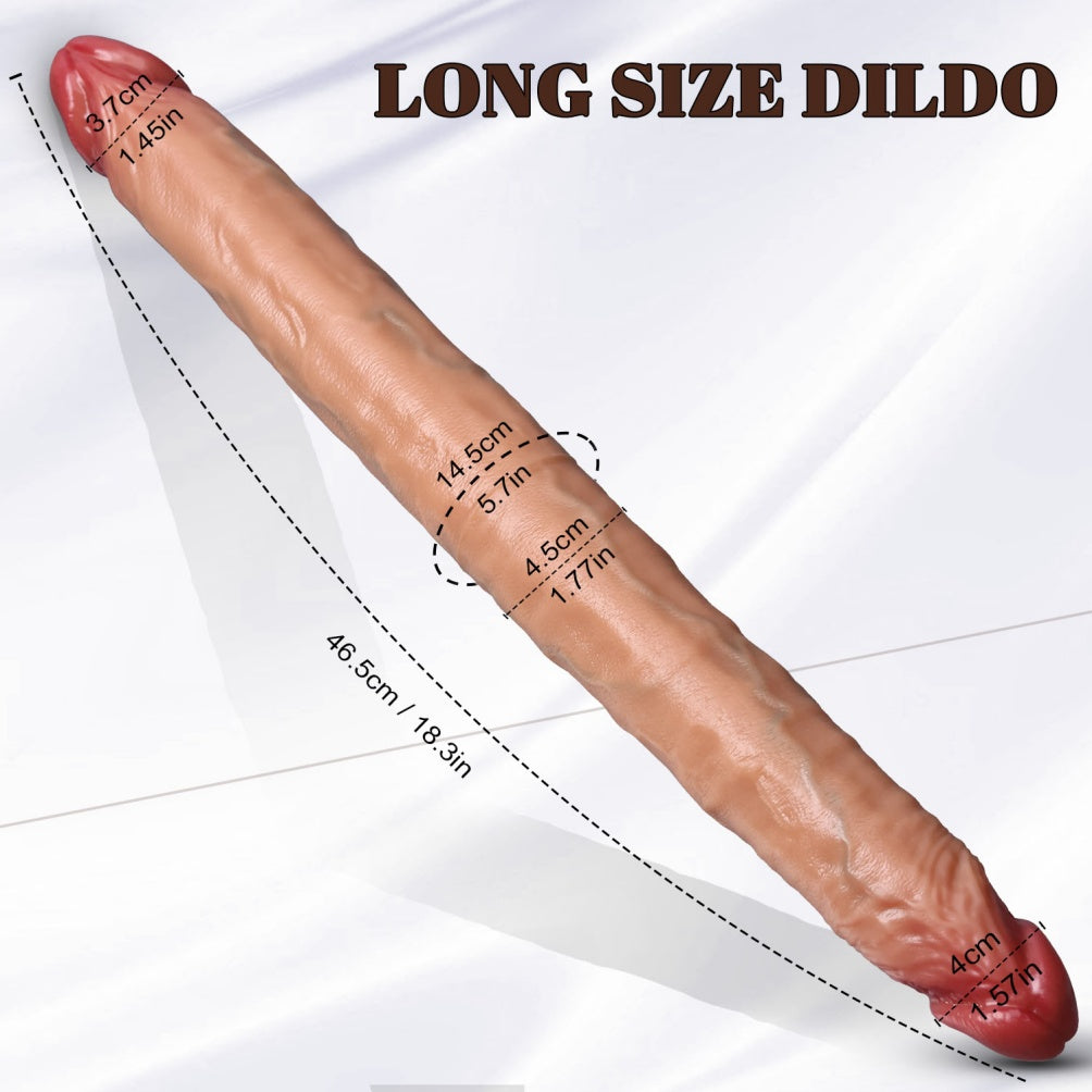 Consolador Doble Realista de Silicona Premium - Dildo Extra Largo para Sexo Lésbico y Doble Penetración