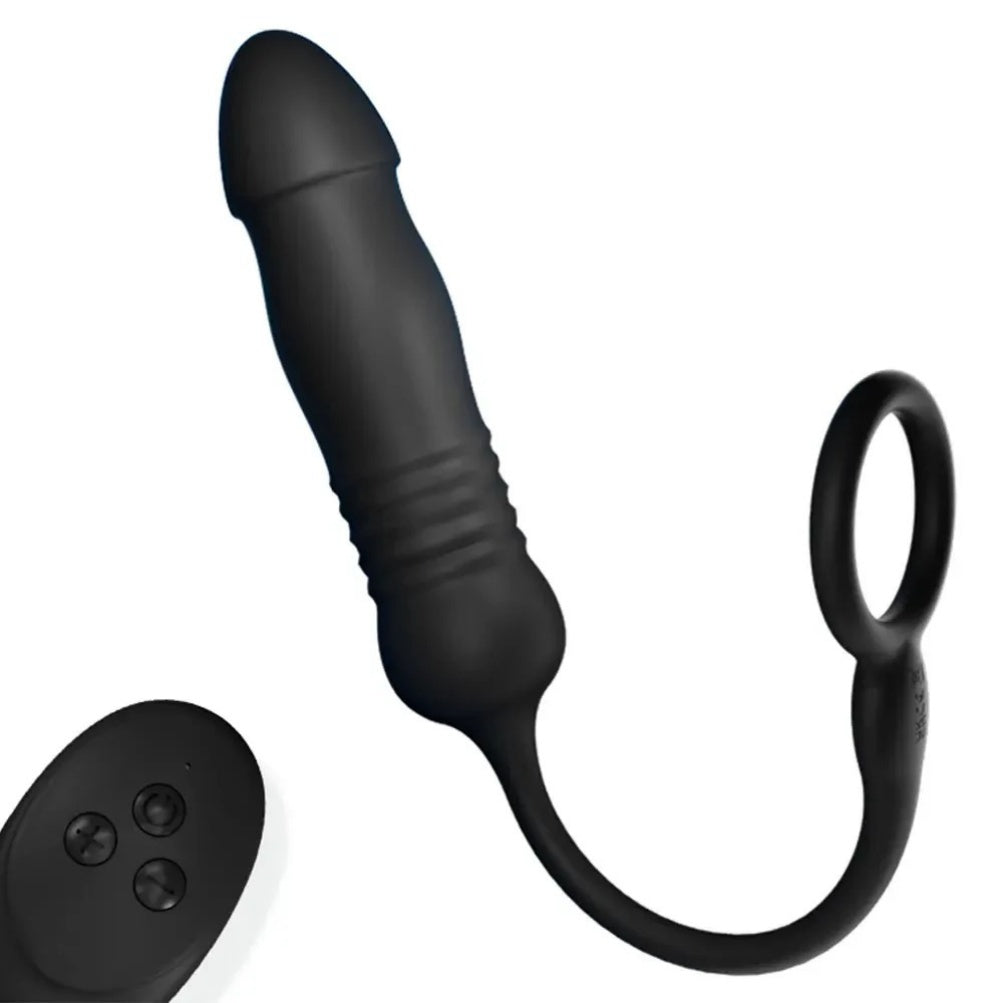 Anillos para el Pene de Silicona con Vibración Telescópica y Estimuladores de Prostata - Juguete 2 en 1 para Potencia y Placer