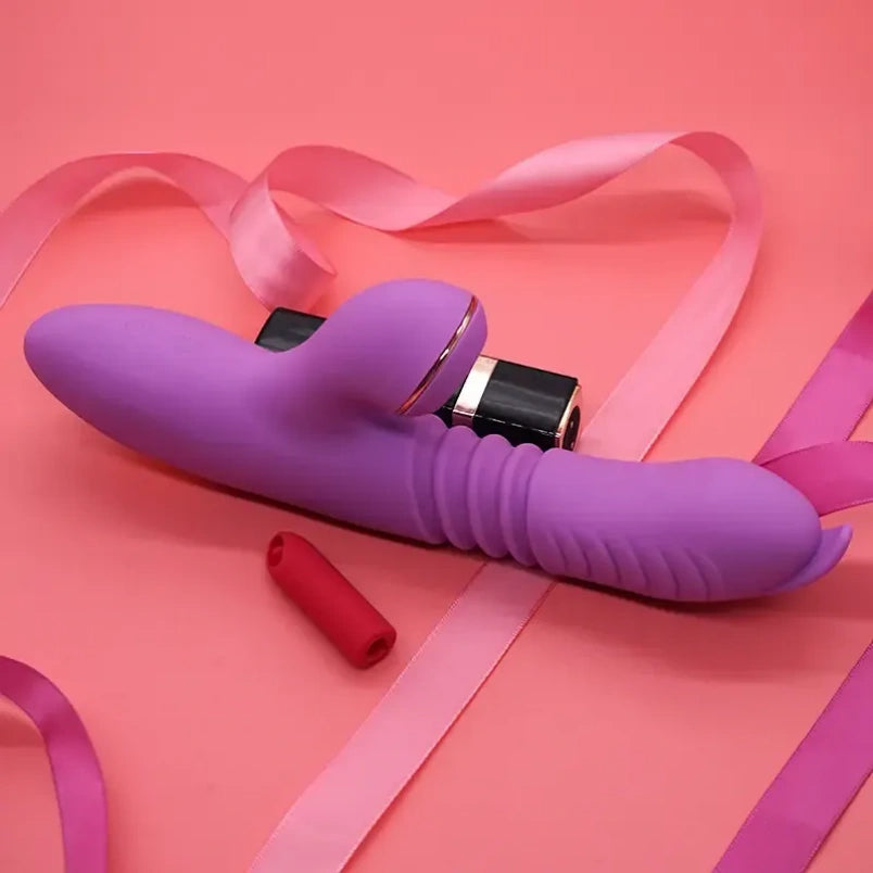 Vibrador de Empuje Punto G y Succionador de Clítoris – Juguete de Silicona 2 en 1 para el Orgasmo Femenino