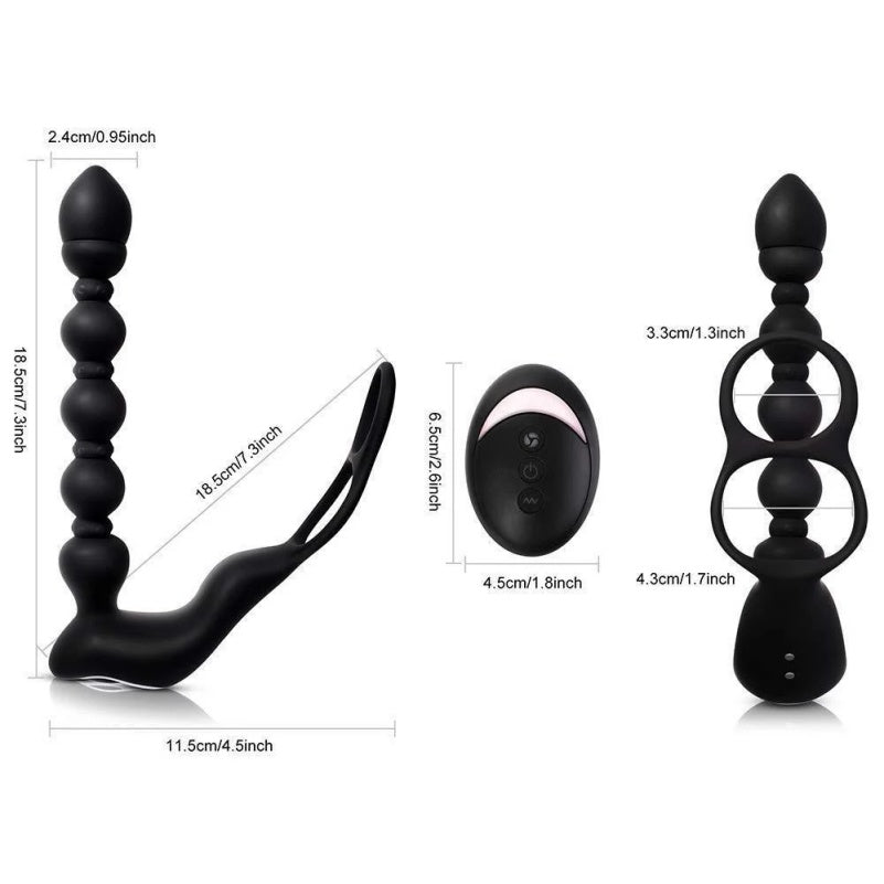 Anillo Vibrador con Bolas Anales y Control Remoto – Estimulador Prostático con Calefacción para el Placer Masculino