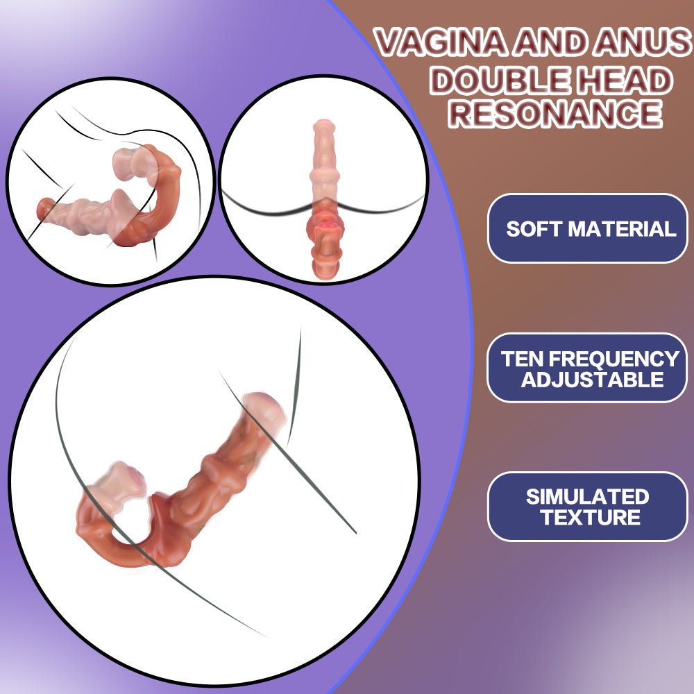Double Dildo Vibrator with Harness – Resonance Erotic Toy for Lesbian Couples