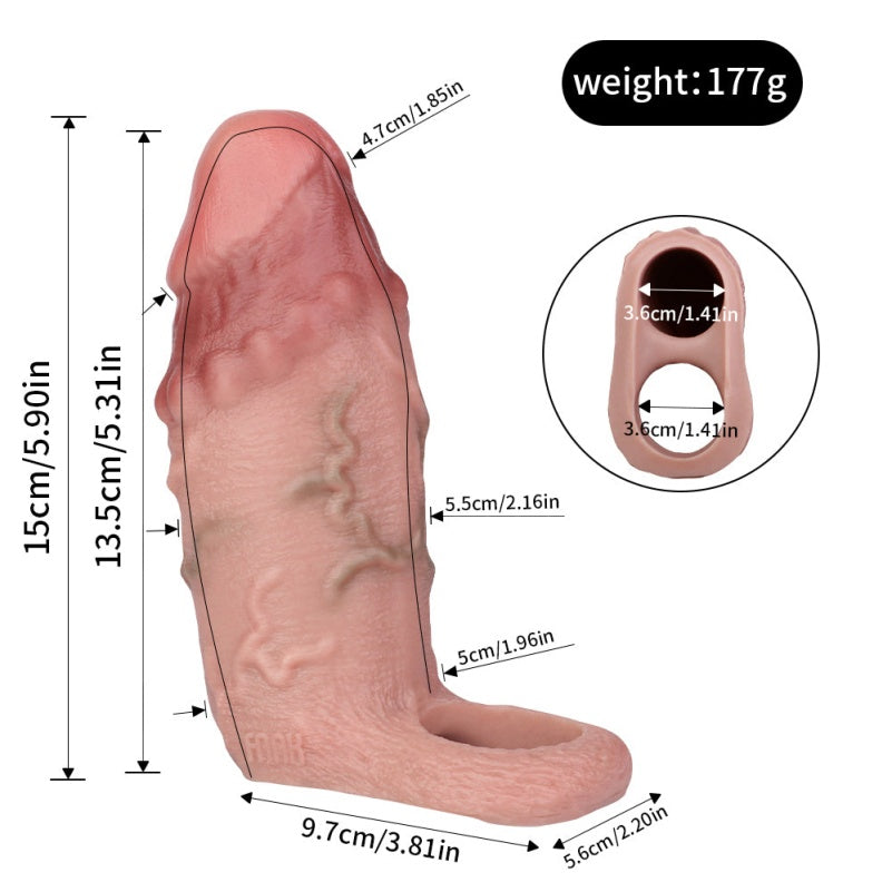 Funda para pene con textura circular – Extensor de silicona de 5.5 pulgadas para hombres