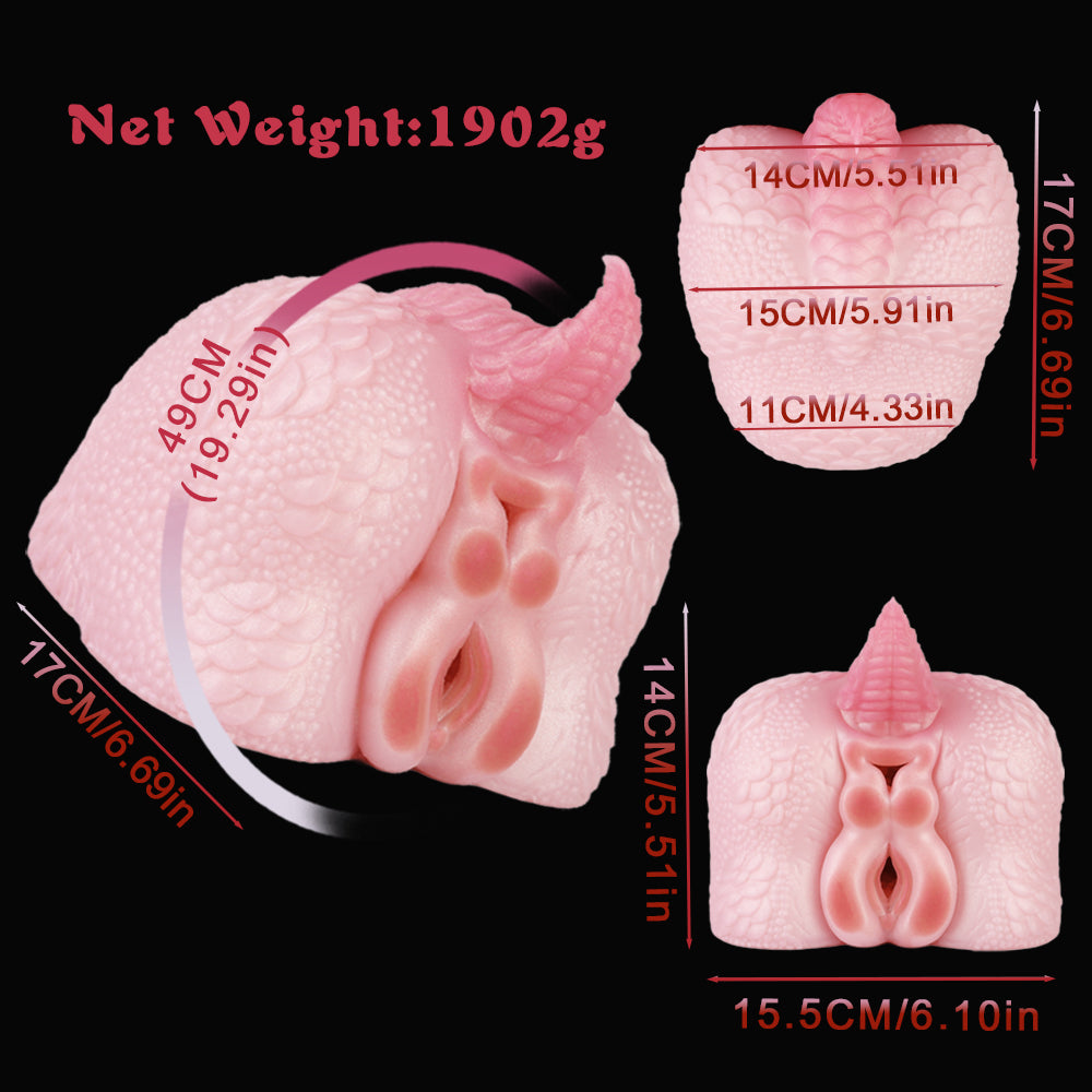 Realistic Sex Doll Torso with Pink Dragon Buttocks - Silicone Fantasy Male Masturbator with Penis Massage