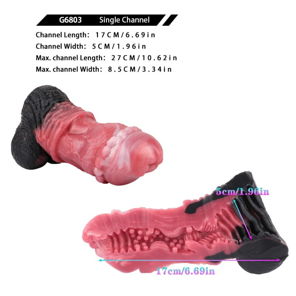 Funda para Pene de Fantasía y Dildo Monstruo-Juguete Sexual 2 en 1 de Silicona Médica con Diseño Venoso