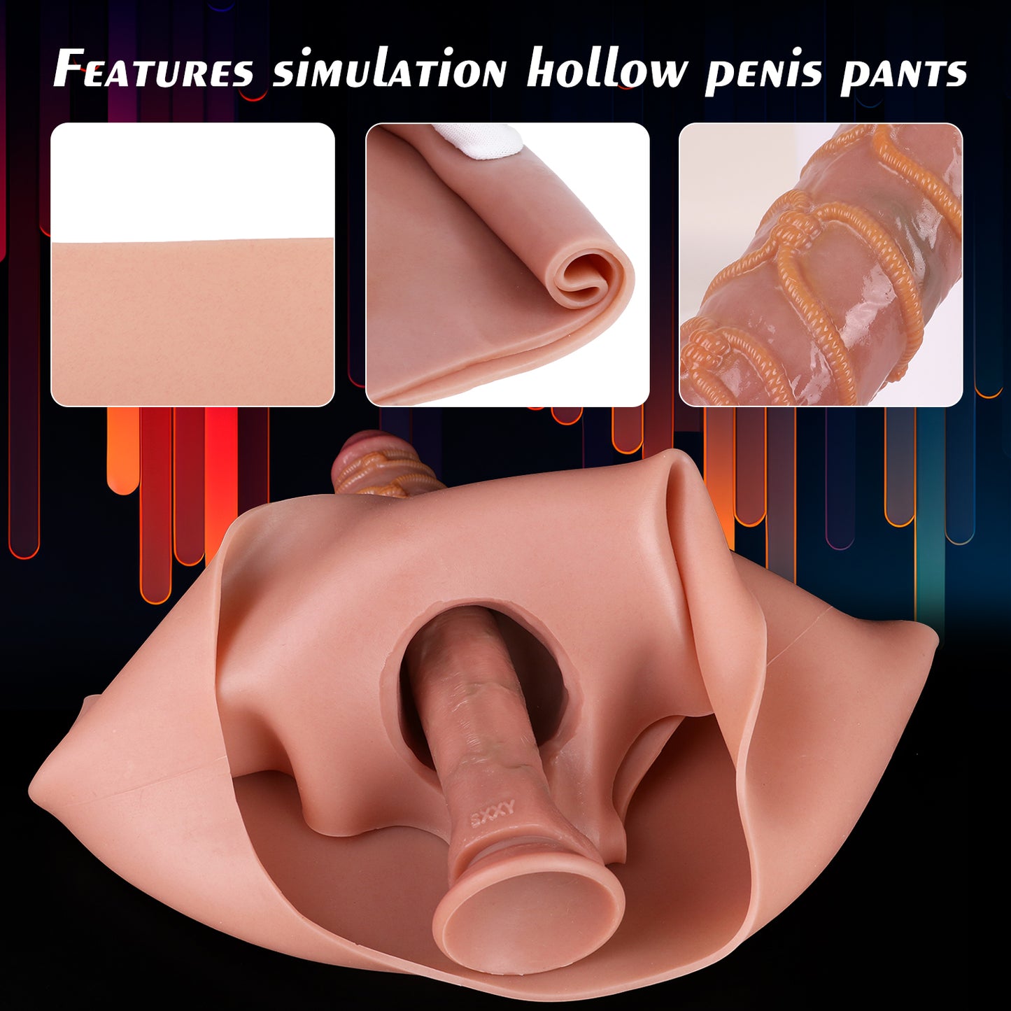 Pantalón con funda para pene de silicona - Extensión realista del pene masculino