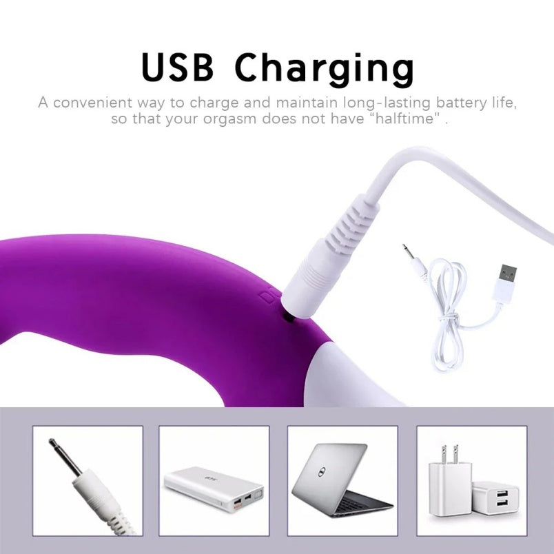 Vibrador Dildo de Silicona Líquida para Masaje Vaginal y Punto G – Estimulación Triple A-G-U con 30 Modos de Vibración