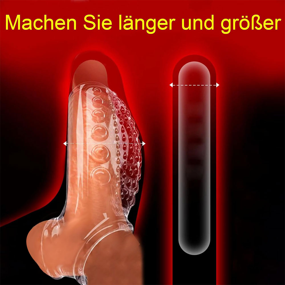 Funda para pene de silicona transparente de 4.5 pulgadas - Doble mejora como extensión de pene masculina