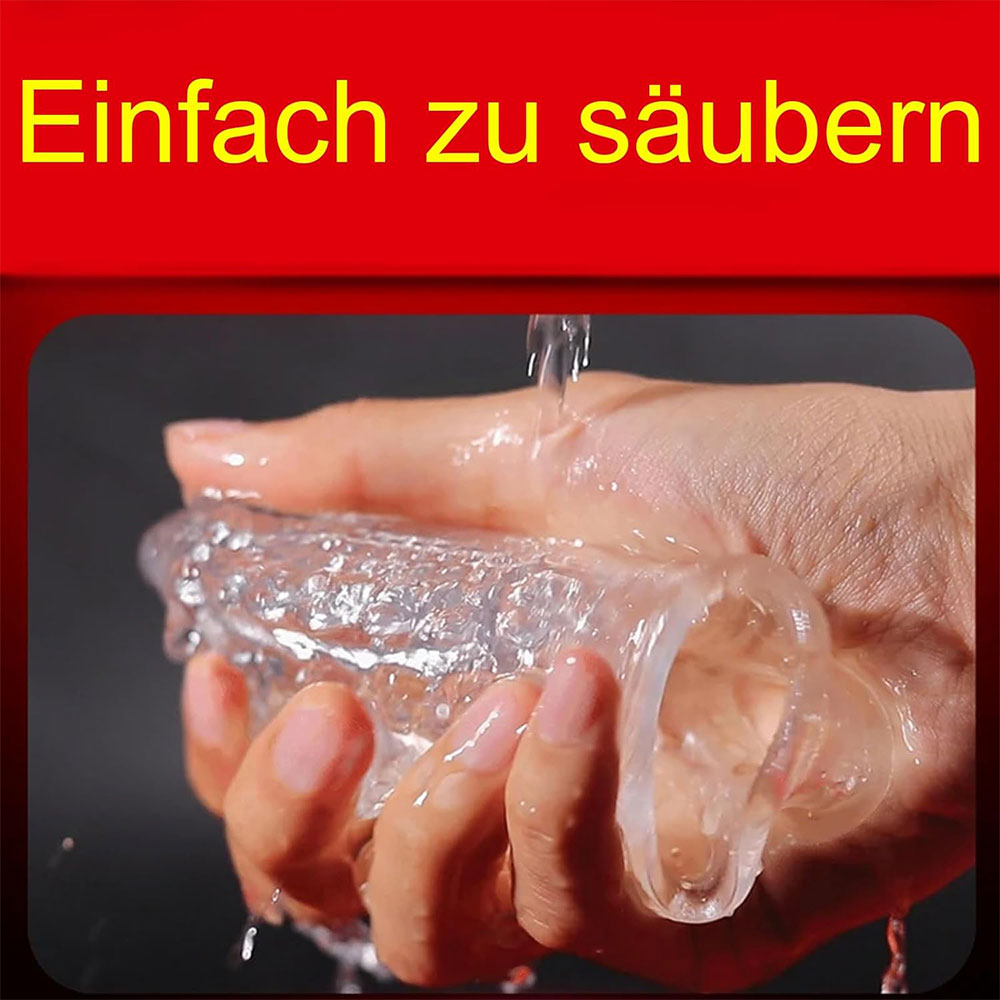 Funda para pene de silicona transparente de 4.5 pulgadas - Doble mejora como extensión de pene masculina