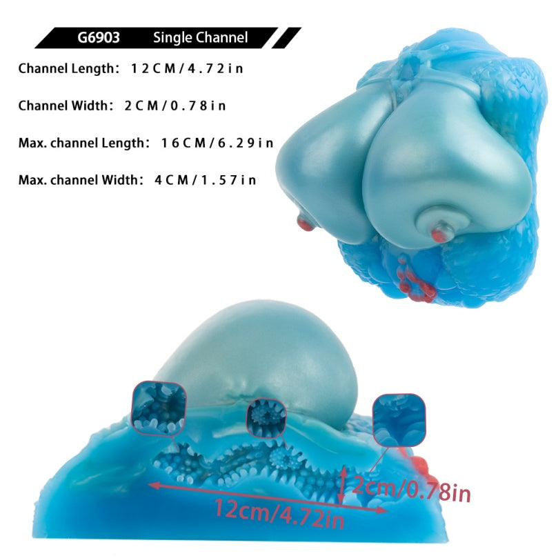 Boneca sexual fantástica com torso, seios e textura de penas – Simulador de coito para brinquedo sexual masculino