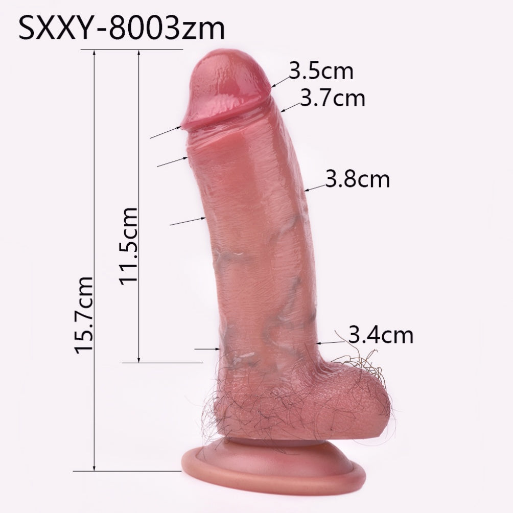 Consolador de Silicona Realista con Pelo y Ventosa – Dildo Manos Libres para Placer Vaginal Auténtico