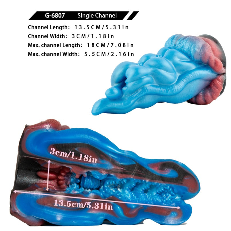 Muñecas Sexuales de Fantasía de Monstruo de Silicona Azul - Pocket Pussy Insertable para Masajes en el Pene