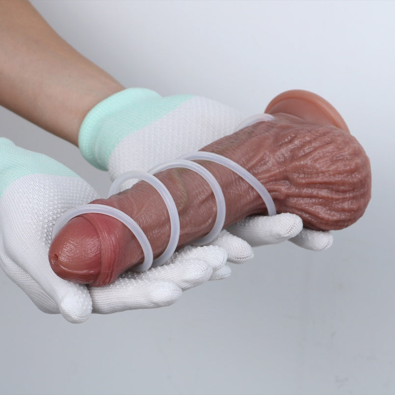 Consolador Realista de Doble Capa con Eyaculación y Piel Móvil – Dildo Squirt 2 en 1 para Arnés y Juego Manual