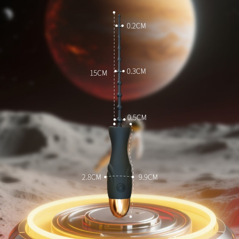 Vibrador uretral de silicone com design texturizado e cabo ergonômico – Estimulador do ponto G masculino