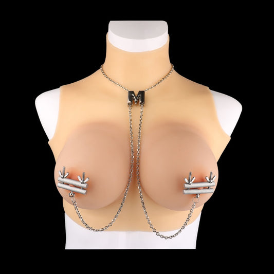 Abrazaderas Roscadas para Pezones – Set de BDSM con Cadena Metálica de Acero Inoxidable