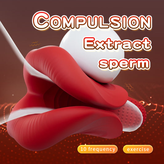 Masturbador masculino realista de silicone com lábios e língua - Simulador vibratório para sexo oral