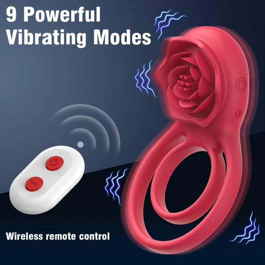 Anillo Vibrador Doble con Succionador de Clítoris Rosa – Potenciador de Erección y Estimulación en Pareja