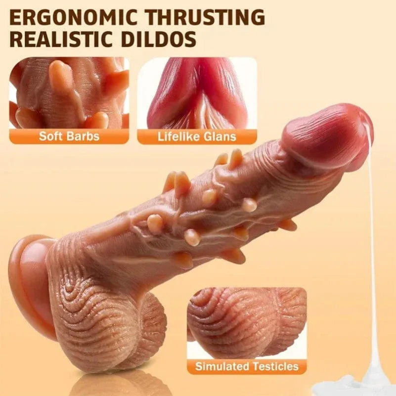 Consolador Monstruoso de Silicona con Empuje y Vibración – Estimulador Vaginal para Orgasmos Femeninos Intensos