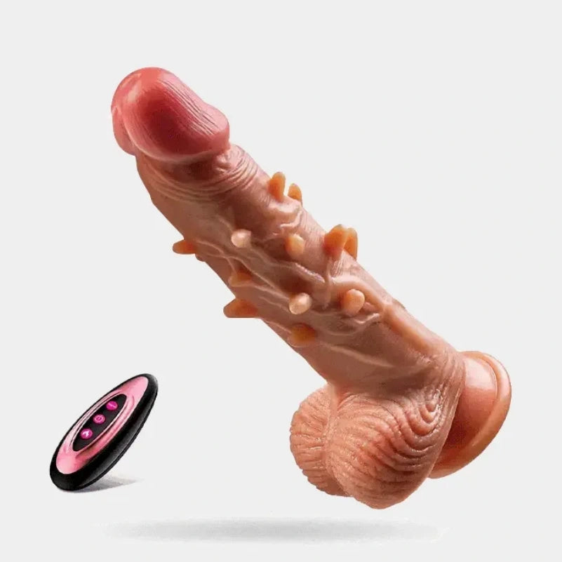 Consolador Monstruoso de Silicona con Empuje y Vibración – Estimulador Vaginal para Orgasmos Femeninos Intensos