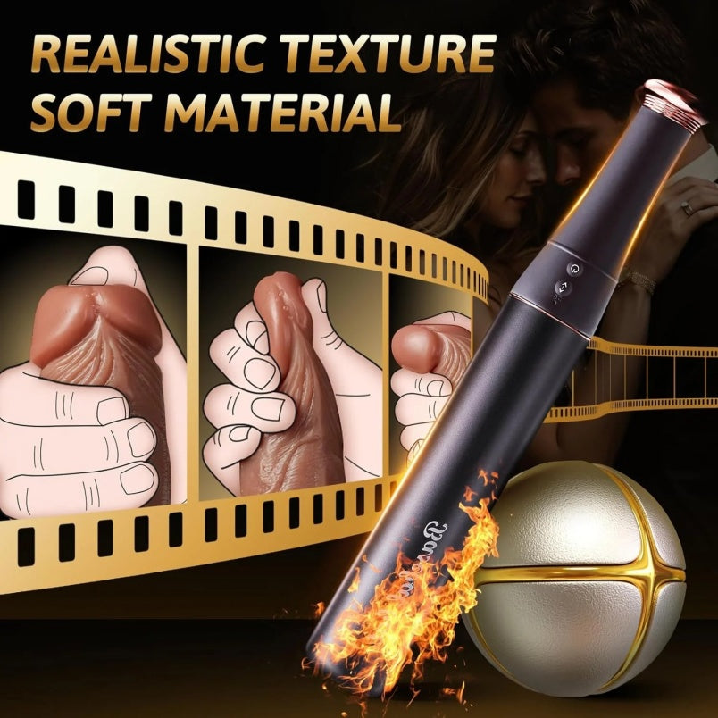 Consolador Vibrador y de Empuje Realista con Calefacción - Juguete Sexual 3 en 1 Estilo "Bate de Béisbol"