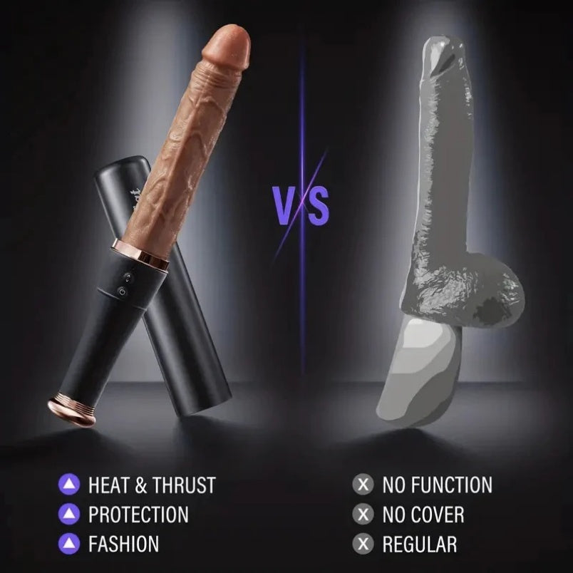 Consolador Vibrador y de Empuje Realista con Calefacción - Juguete Sexual 3 en 1 Estilo "Bate de Béisbol"