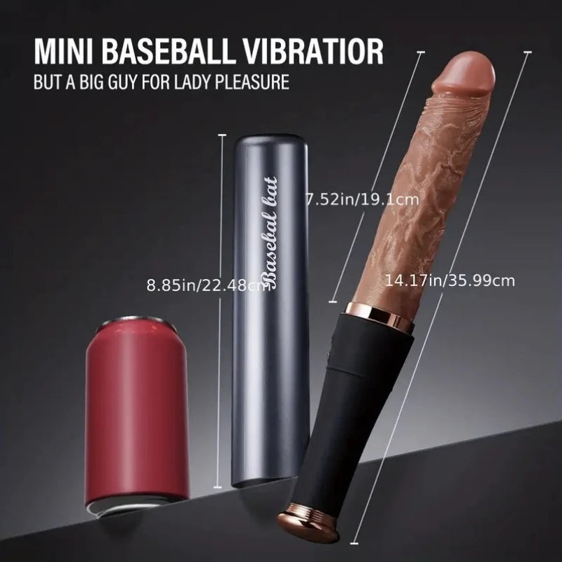 Consolador Vibrador y de Empuje Realista con Calefacción - Juguete Sexual 3 en 1 Estilo "Bate de Béisbol"