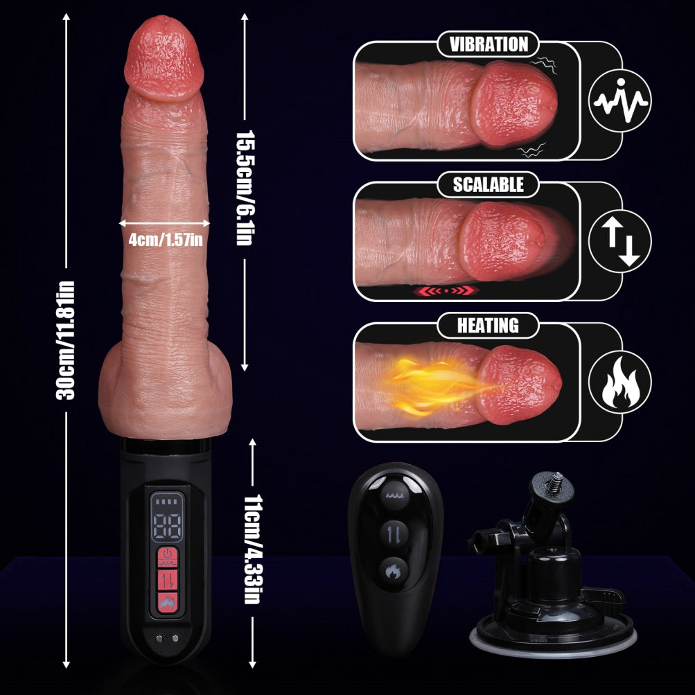 Máquina Sexual de Silicona Realista Consolador Vibrador - Automático con Calefacción y Empuje Ajustable