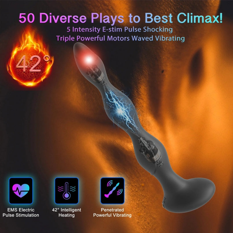 Bolas anais de silicone com vibração e aquecimento – Estimulador do ponto G para homens e mulheres, vibrador unissex