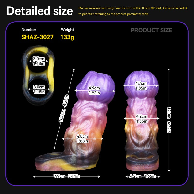 Funda para pene con glande de calabaza – Juguete de silicona de 5 pulgadas para extender el pene masculino