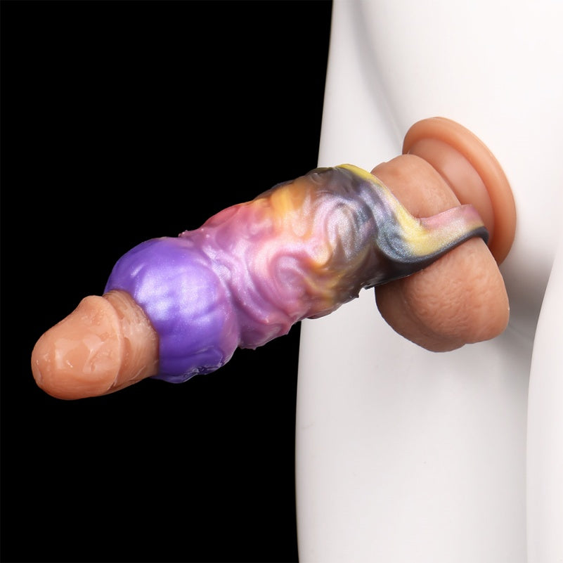 Funda para pene con glande de calabaza – Juguete de silicona de 5 pulgadas para extender el pene masculino