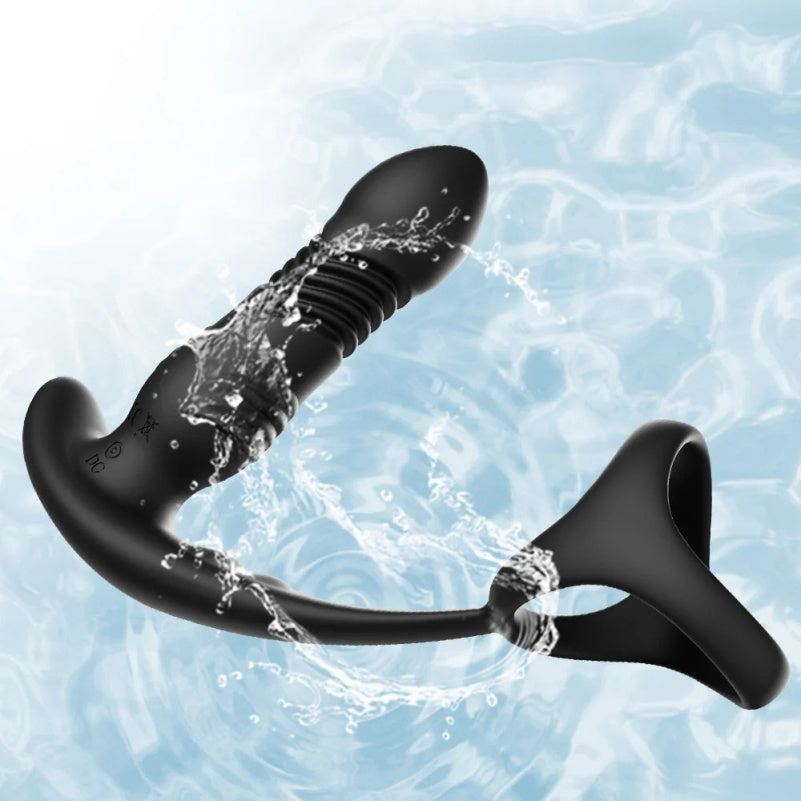 Anel vibratório com estimulador de próstata de impulso – massageador de ponto P e dispositivo para retardar a ereção