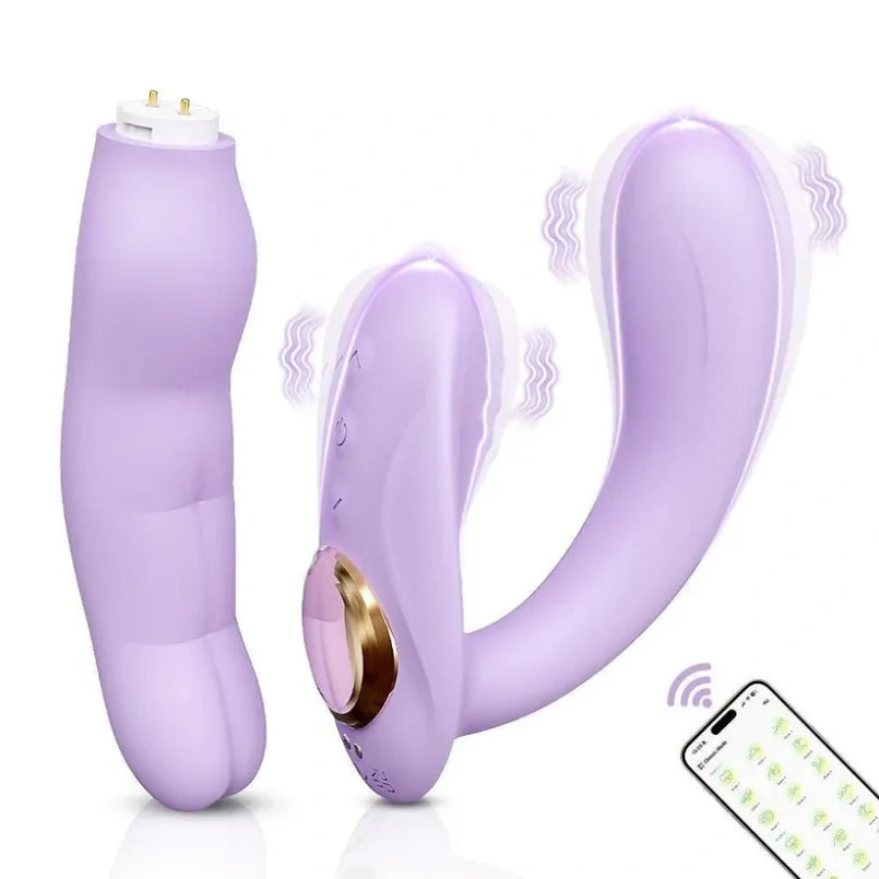 Vibrador Doble Penetración de Silicona Fantasía - Juguete Kamasutra Lesbico con Estimulación del Punto G