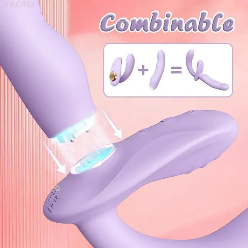 Vibrador Doble Penetración de Silicona Fantasía - Juguete Kamasutra Lesbico con Estimulación del Punto G