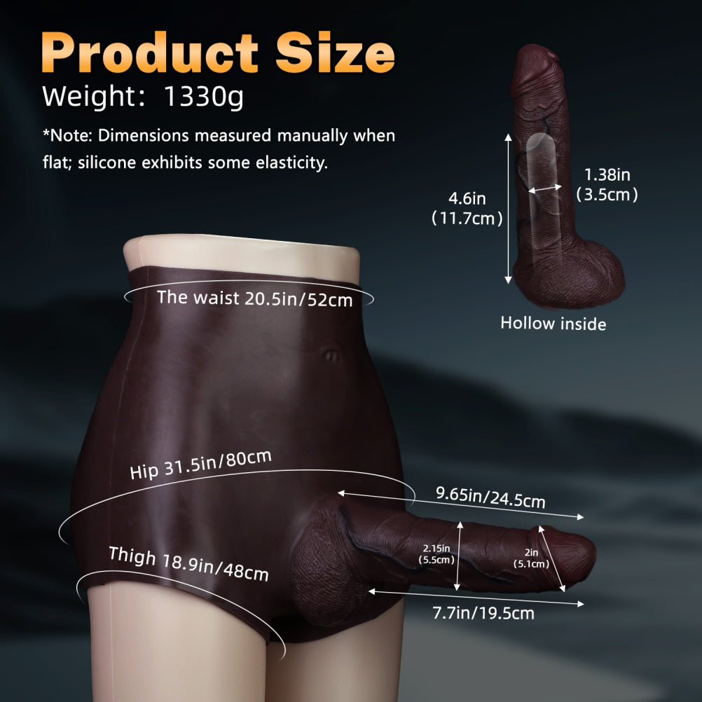 Funda de Pene Strap-On de Silicona Negra para Sheath Underwear - Herramienta de Aumento de Grosor y Tamaño del Pene Adaptada al Contorno Corporal