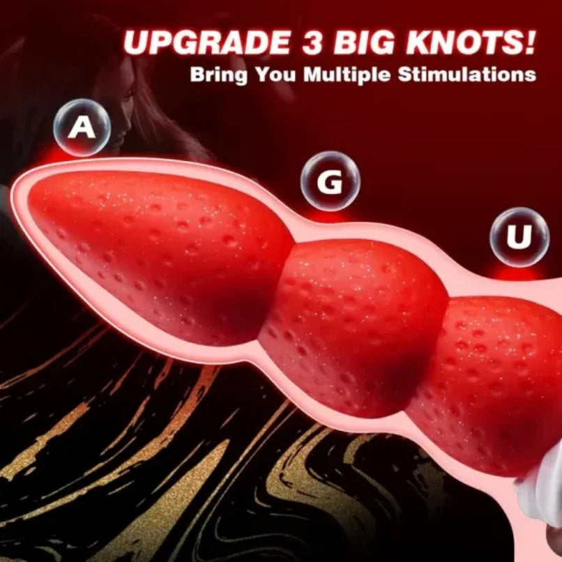 Consolador de Fantasía "Torre de Fresas" - Bolas Anales y Vaginales con Ventosa para un Orgasmo Vaginal Dulce