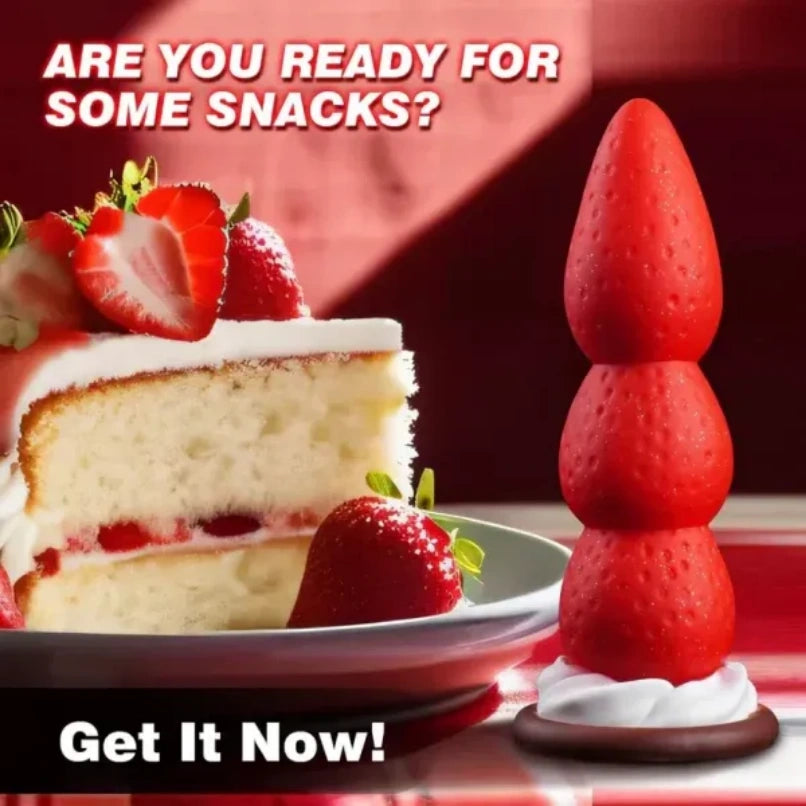 Consolador de Fantasía "Torre de Fresas" - Bolas Anales y Vaginales con Ventosa para un Orgasmo Vaginal Dulce