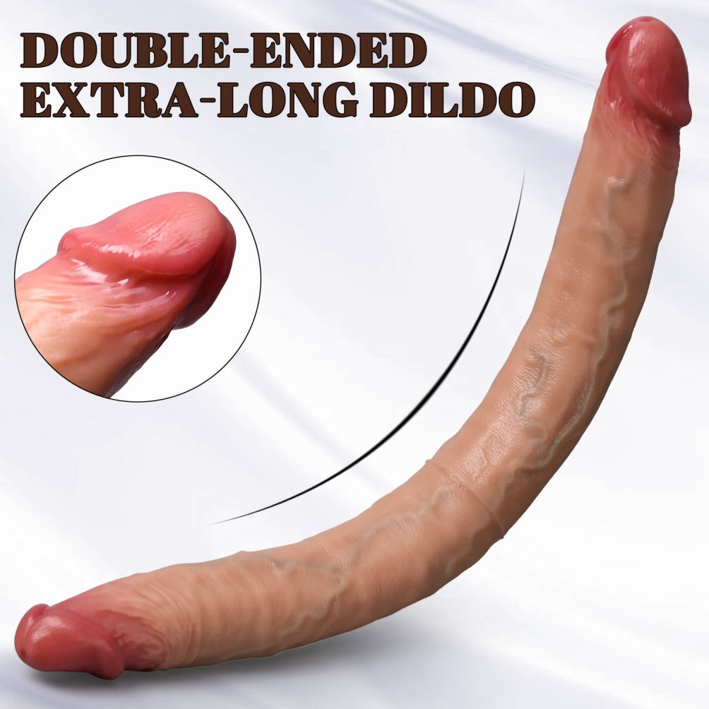 Consolador Doble Realista de Silicona Premium - Dildo Extra Largo para Sexo Lésbico y Doble Penetración