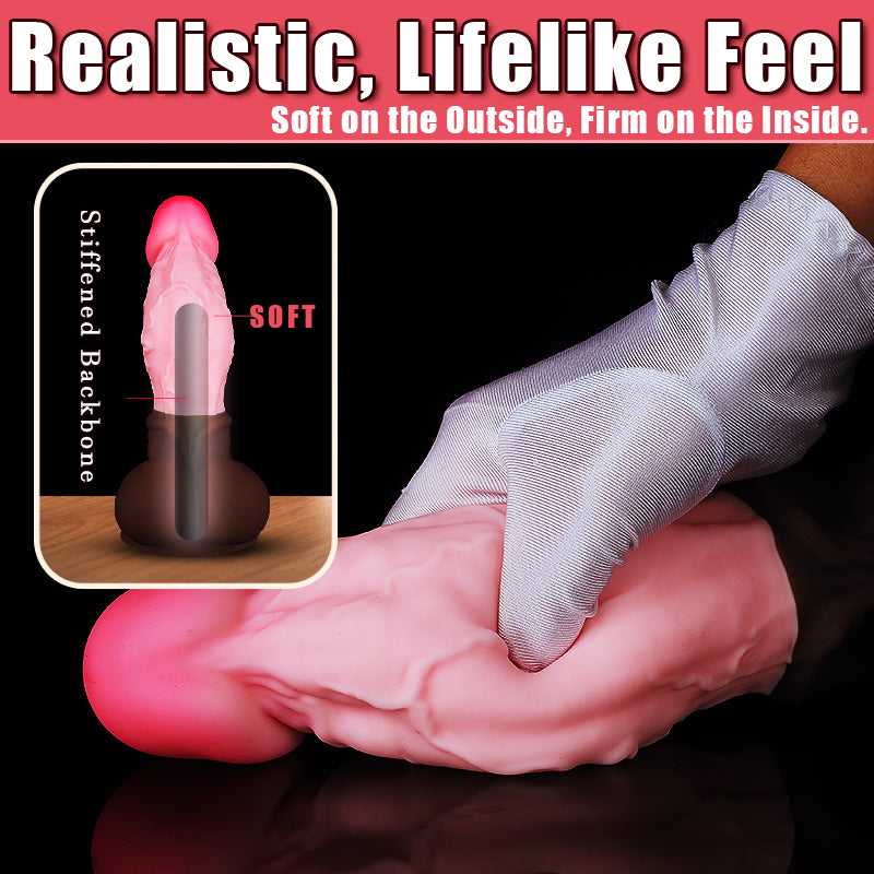 Super Realistic XXL Dildo with Testicles – Large Dildo with Suction Cup and Core for Stable Thrusts