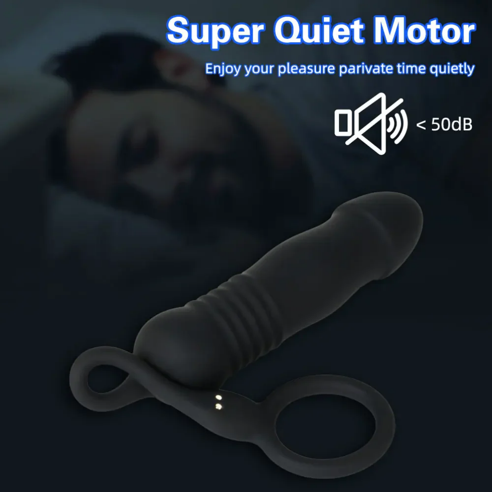 Anéis penianos de silicone com vibração telescópica e estimuladores de próstata - Brinquedo 2 em 1 para potência e prazer