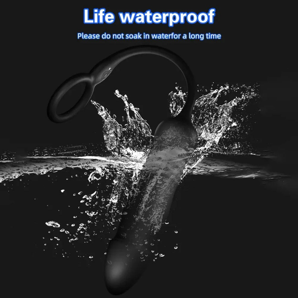 Anéis penianos de silicone com vibração telescópica e estimuladores de próstata - Brinquedo 2 em 1 para potência e prazer