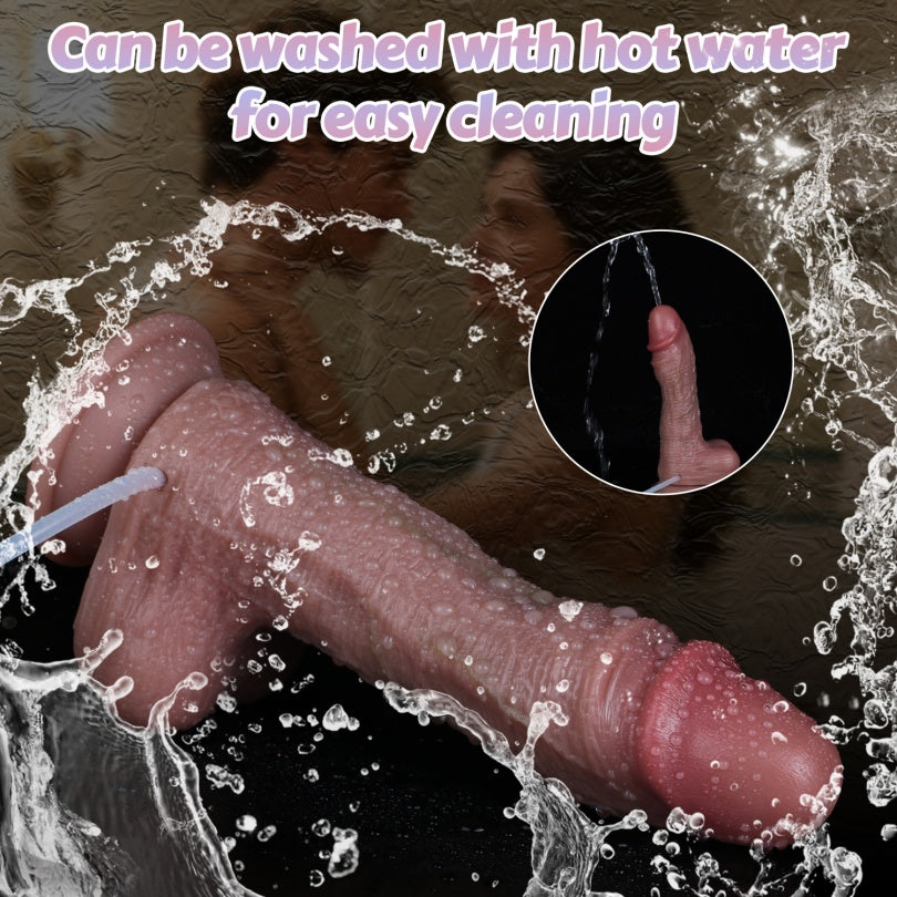 Consolador Realista con Eyaculación y Piel Móvil - Dildo de Silicona con Ventosa y Función Squirt