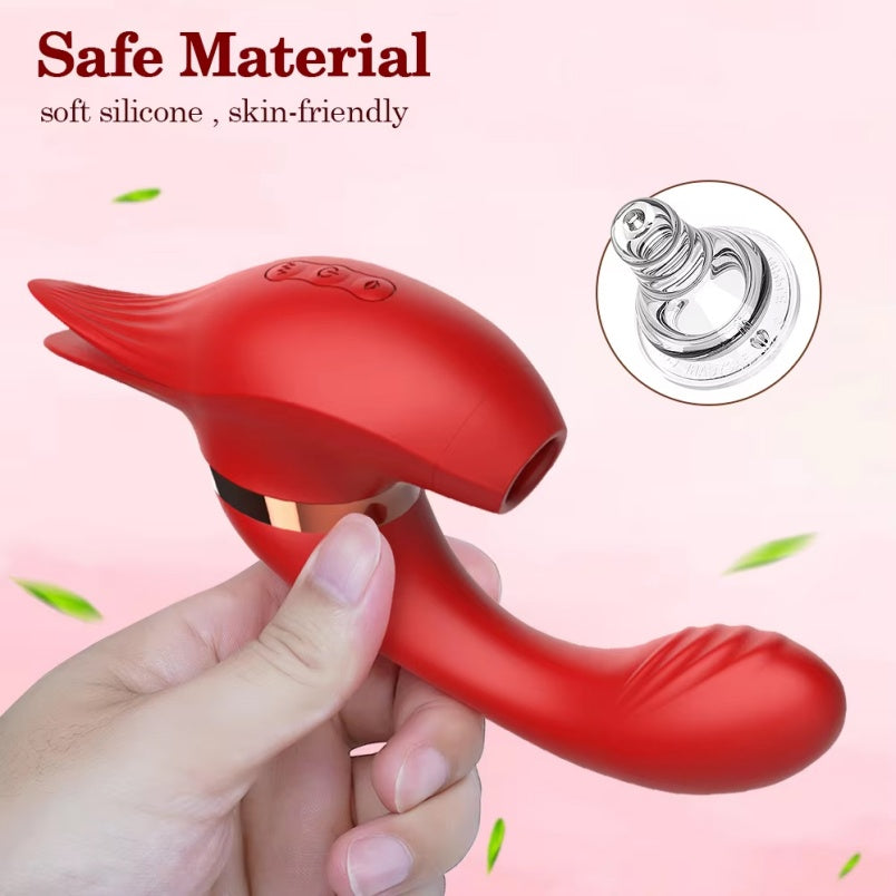 Vibrador de silicone com sucção clitoriana e estimulação do ponto G – Brinquedo 2 em 1 para orgasmo feminino completo