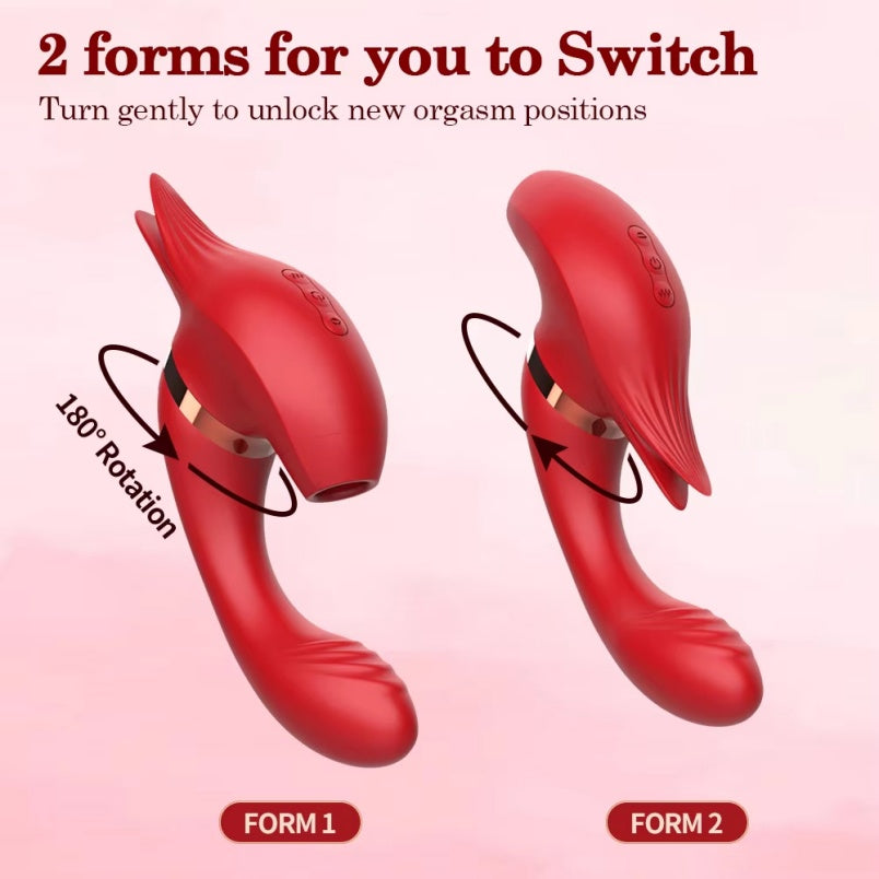 Vibrador de silicone com sucção clitoriana e estimulação do ponto G – Brinquedo 2 em 1 para orgasmo feminino completo